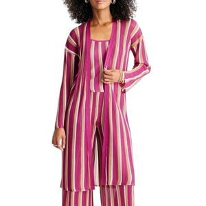NEW Future Collective Jenny K. Lopez Women's Striped Open-Front Duster Cardigan